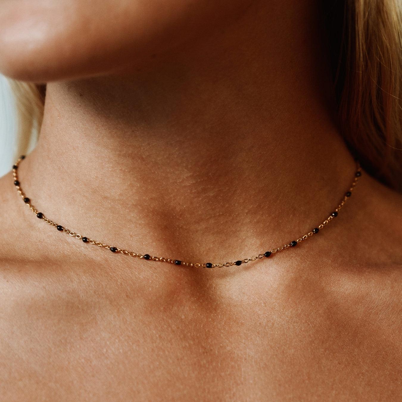 Guinevere Stainless Steel Beaded Choker Necklace - Ayame Designs